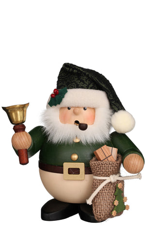 German Incense Smoker: Santa in Green with Bell