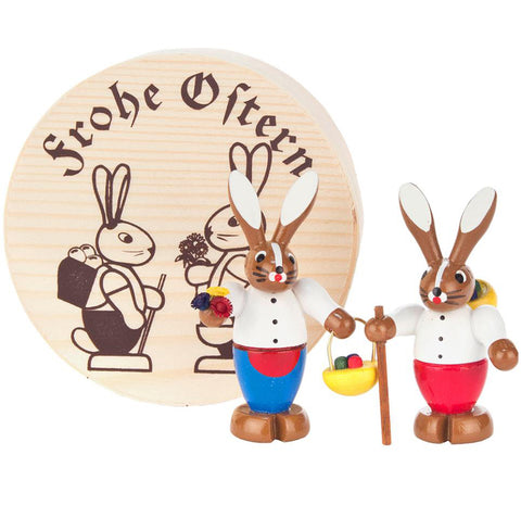 Handmade Wooden Bunnies in Wooden Box, from Germany