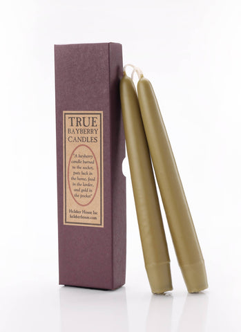 True Bayberry Taper Candles, Hand Dipped, Gift Boxed Set of 2