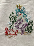 Millie's Tea Towels, Hand Embroidered: Mermaids (9 to choose from)