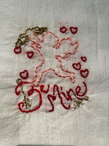 Millie's Tea Towels, Hand Embroidered: Be Mine Cupid