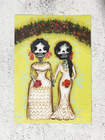 Day of the Dead Greeting Card: Amor de Mis (Two Brides)