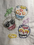 Millie's Tea Towels, Hand Embroidered: Dia de Los Muertos Collection (7 to choose from)