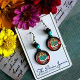 Calavera Earrings with Blue Eyes, Handmade in Detroit