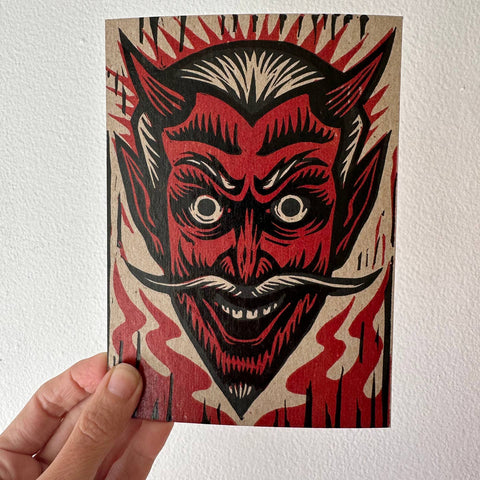 Devil Postcard / Miniprint: Letterpress, Linocut