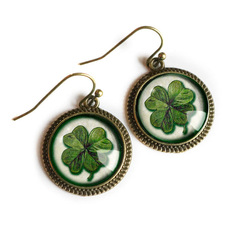 Four Leaf Clover Shamrock Earrings, Handmade in Detroit