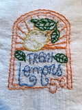 Millie's Tea Towels, Hand Embroidered: Lemons! (10 to choose from)