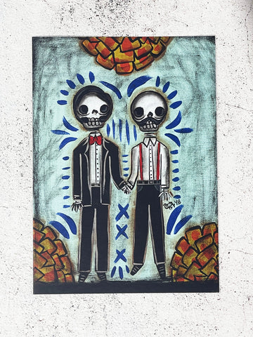 Day of the Dead Greeting Card: Forever in My Heart (Two Grooms)