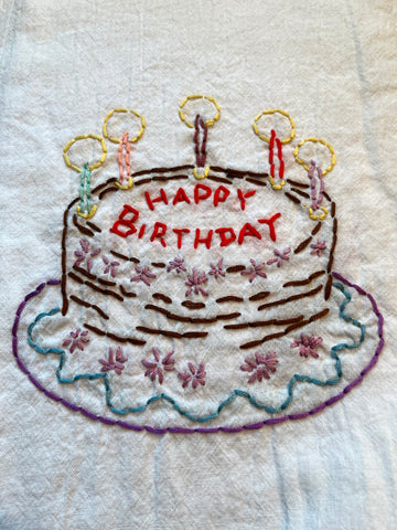 Millie's Tea Towels, Hand Embroidered: Happy Birthday Collection (2 to choose from)
