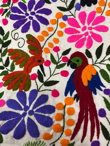 Mexican Otomi Hand Embroidered, Hand Loomed Table Runner