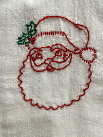 Millie's Tea Towels, Hand Embroidered: Jolly Old Santa Collection (8 to choose from)