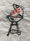 Millie's Tea Towels, Hand Embroidered: Barbecue Grilling (3 to choose from)