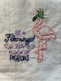 Millie's Tea Towels, Hand Embroidered: Flamingo Lingo Collection (9 to choose from)