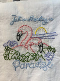 Millie's Tea Towels, Hand Embroidered: Flamingo Lingo Collection (9 to choose from)