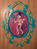 Painted Tin Wall Hanging: Catrin y Catrina