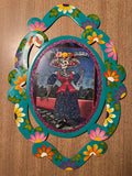 Painted Tin Wall Hanging: Catrin y Catrina