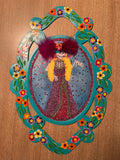 Painted Tin Wall Hanging: Catrin y Catrina