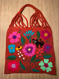 Mexican Market Bags: Loom Woven Otomi Embroidered Bag