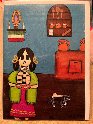 Day of the Dead Greeting Card: La Cocina