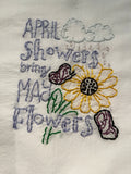 Millie's Tea Towels, Hand Embroidered: Spring (3 to choose from)