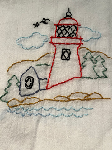 Millie's Tea Towels, Hand Embroidered: Lighthouses (8 to choose from)