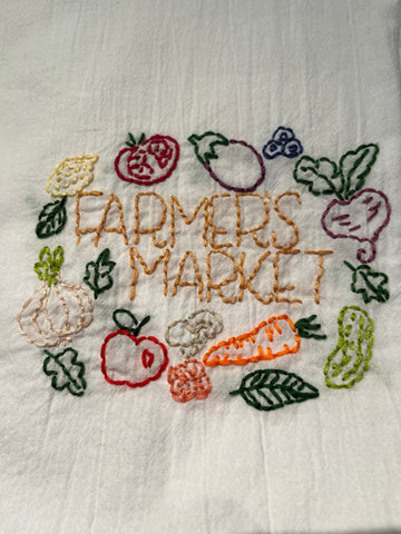 Millie's Tea Towels, Hand Embroidered: Farmer's Market Collection (9 to choose from)
