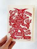 Krampus Card: Letterpress, Linocut