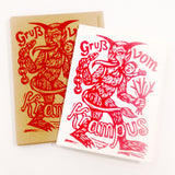 Krampus Card: Letterpress, Linocut