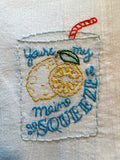 Millie's Tea Towels, Hand Embroidered: Lemons! (10 to choose from)