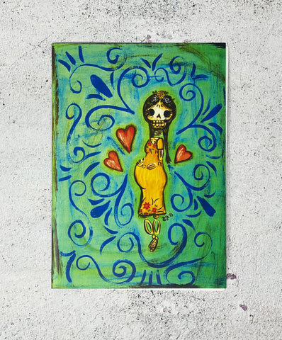 Day of the Dead Greeting Card: Frijolita