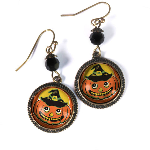Retro Jack o'Lantern Earrings, Handmade in Detroit