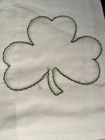 Millie's Tea Towels, Hand Embroidered: Shamrock Collection (3 to choose from)