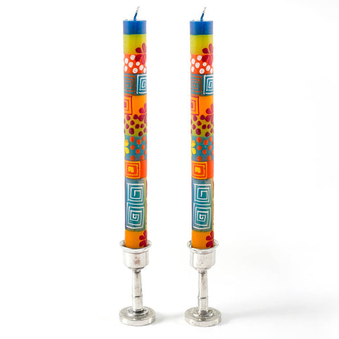 Pair of Hand Crafted Dinner Candles, Summertime