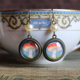 Moonlit Toadstool Earrings, Handmade in Detroit