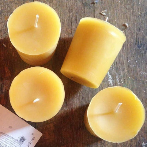 Hand Poured Beeswax Votives, Set of 4