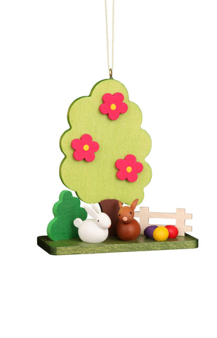 Handmade Wooden Bunnies & Tree Ornament from Germany