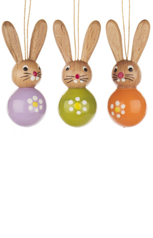 Handmade Wooden Color Bunny Ornament from Germany