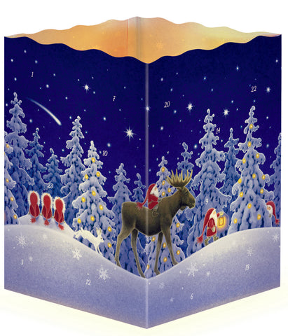 Advent Calendar: Illuminated Tea Light Nordic Scene with Tomten