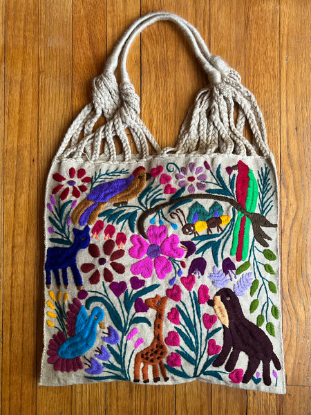 Mexican Market Bags Loom Woven Otomi Embroidered Bag Convivio Bookworks
