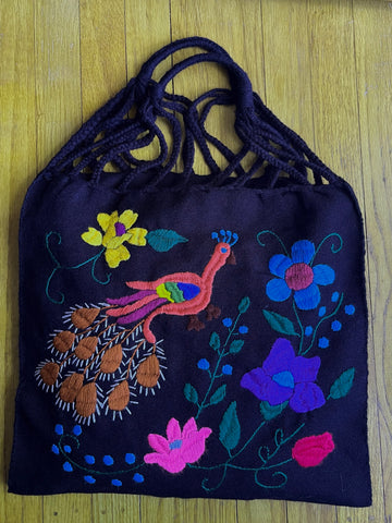 Mexican Market Bags: Loom Woven Otomi Embroidered Bag
