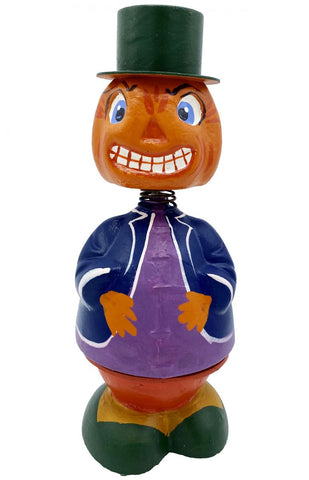 German Papier Mache Bobblehead Pumpkin for Hallowe'en