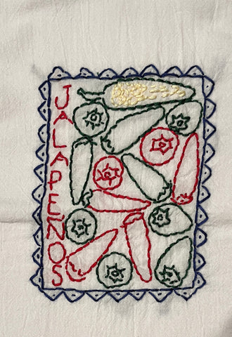 Millie's Tea Towels, Hand Embroidered: Chili Peppers (5 to choose from)