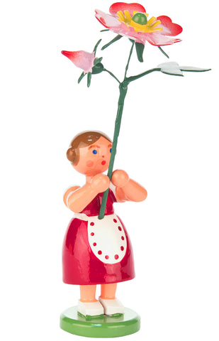 Handmade Wooden Flower Girl from Germany: Hedge Rose (Heckenrose)