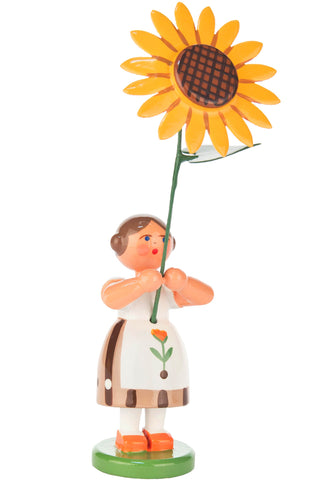 Handmade Wooden Flower Girl from Germany: Sunflower (Sonnenblume)