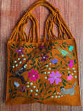 Mexican Market Bags: Loom Woven Otomi Embroidered Bag