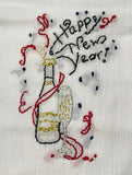 Millie's Tea Towels, Hand Embroidered: Happy New Year