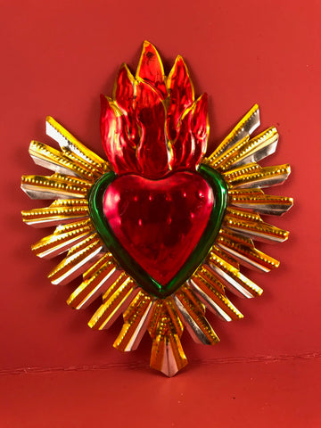 Milagro Tin Heart with Flame