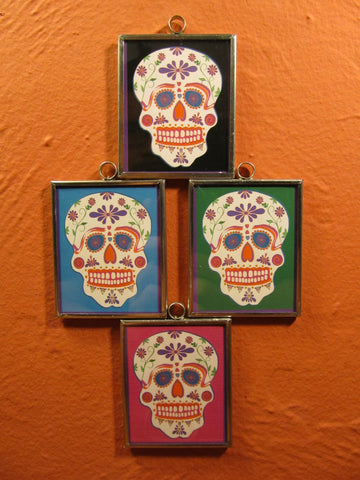 Tin Framed Sugar Skull: Talavera