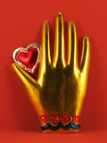 Mexican Tin Heart in Hand Ornaments