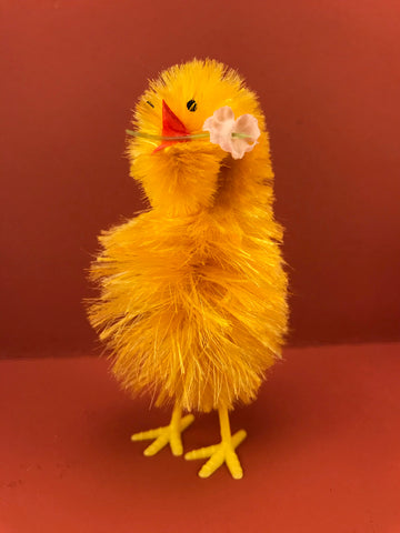 Chenille Chicks from Germany: Chick with Branches & Flowers